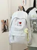 Mochila Azul Escuro Cor Contrastante Luz Suave Padrão Tecido Estilo Faculdade Americana Festa Estudantil Casual Diário Viagem Mochila Escolar