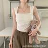 Camisola pequeña elegante de estilo francés para mujer, camisa interior con almohadilla para el pecho, prenda exterior sin mangas, cuello cuadrado corto, para primavera y verano