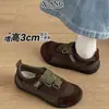 Versión de piel de vaca Estilo ballet Zapatillas de entrenamiento alemanas Zapatos de bloques de color para mujer Zapatos Forrest Gump Velcro Zapatos de estudiante Zapatos deportivos casuales Zapatos para niños