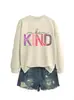 Amazon eBay sitio independiente moda casual para mujer "sé amable" corazón letra hueco otoño e invierno nueva sudadera