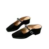 Sandalias de vestir tipo francés para mujer, de punta cuadrada, con plataforma para aumentar altura, tacón grueso y puntera cerrada, cómodas y versátiles, nuevo modelo de otoño
