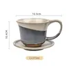 Conjunto de Xícara e Pires para Café com Mudança de Forno sob Esmalte Cerâmica Grossa Retrô Japonês Ins Chá da Tarde Xícara para Latte Espresso