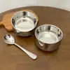 Tazón de Arroz, Tazón de Sopa, Tazón de Yogur de Acero Inoxidable 316, Uso Doméstico para Adultos, Tazón Personal de Doble Capa con Base Alta Antiescaldado para Niños