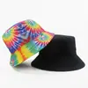 Chapéu de pescador tie-dye dupla face com estampa digital transfronteiriça para homens e mulheres, chapéu de proteção solar para moda ao ar livre na primavera e no verão