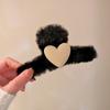 Otoño e invierno Nuevo Clip de felpa de cruz de nube lujo ligero Alto Sentido parte trasera de la cabeza clip de tiburón accesorios para el cabello de moda nicho para mujeres