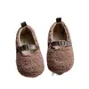 Zapatos Peludos de Moda Retro para Bebé 2026 Invierno Niñas Forro de Terciopelo Cálido Zapatos Mary Jane Suela Suave Zapatos de Algodón Peluche