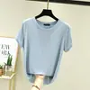 Nueva camiseta de modal de manga corta con cuello redondo para mujer, fina y adecuada para usar como capa exterior, se puede usar como capa base o combinar con tops casuales de talla grande