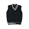 Colete Tricô Versátil Gola V Solto Unissex Estilo Novo Cor Sólida Estilo Preguiçoso Outono Inverno Curto Sem Mangas Peça de Roupa Exterior Colete