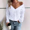 Ropa de Mujer Xinshangyu Primavera y Otoño Más Vendido Nuevo Color Sólido Calado Suéter Jersey de Lana Estilo Europeo y Americano Tejido de Punto para Viajar
