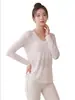Camiseta Feminina Manga Longa Chuanton Fio de Bambu para Fitness Secagem Rápida Respirável Cordão Lateral Caimento Solto Cobre Imperfeições Top para Pilates Yoga