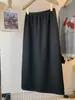 Seda de Morera + Cachemira Elegante Capas Cintura Elástica Abertura Aspecto Adelgazante Falda Recta Falda de Lana para Mujer