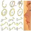 Conjunto de 15 Peças das Joias de Piercing Mais Vendidas da Amazon em Aço Inoxidável 316 com Zircônia Argola para Nariz Galvanoplastia de Preservação de Cor Dourada 18K