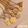 Moda Europea y Americana Elegante Retro Estilizado Nicho Collar Acero Inoxidable Chapado en Oro de 18K Circonio Geométrico Retrato Collar para Mujeres