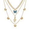 2022 nuevo collar creativo simple de temperamento para mujer lindo y atmosférico collar de mariposa azul serpiente juego de 3 piezas