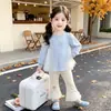 Traje de Primavera y Otoño para Niños de la Princesa Elsa 2026 Nuevo Dulce Ropa de Otoño para Niñas Sudadera Pantalones Acampanados Conjunto de Dos Piezas