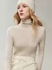 ¡Real calibre 18 con etiqueta! Suéter de lana 100% hilado fino Yangzi para mujer, estilo fino, cuello alto, ajustado, capa base