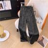 Novas Calças Casuais Jacquard Chinoiserie Cetim Cintura Elástica para Mulheres Primavera 2025 Estilo Nacional Cintura Alta Drapeado Efeito Emagrecedor Calças de Perna Larga