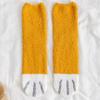 Calcetines de media pantorrilla para mujer de forro polar coral con garras de gato, calcetines para dormir sin pelusa, calcetines de confinamiento para el piso, engrosados para otoño e invierno