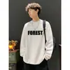 Camiseta de Manga Larga con Cordón Estilo Hong Kong Letra Pareja Primavera y Otoño Nuevo Camiseta Básica para Hombre Top Elegante Ropa Exterior Sudadera de Otoño