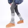 Polainas de Punto Grueso para Otoño e Invierno, Cubrecalcetines Vintage Fair Isle, Calcetines Holgados con Puño Jacquard de Diamantes, Versátiles Cubrepiés Calientes