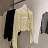 Mezcla de lana imis*2026 colección de otoño cárdigan casual elegante con empalme de encaje suéter tejido para mujer