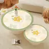 Mantel Floral Impermeable y a Prueba de Aceite, Vidrio Suave de PVC Lavable Redondo para Mesa, Mesa de Comedor Lujosa y de Gama Alta