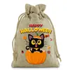 Bolsa de linho com cordão para armazenamento de Halloween transfronteiriço, bolsa de presente de aniversário para crianças, bolsa de doces
