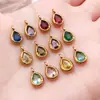 Acero Inoxidable Doce Piedras de Nacimiento Forma de Gota de Agua Oval Colorido Colgante Individual Colgante de Piedra Estrella 7x12mm Accesorios para Joyería DIY