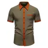 Comercio Exterior Transfronterizo 2026 Amazon Nueva Camisa Trendy de Bloques de Color para Hombre Manga Corta Aliexpress Venta al por Mayor Dropshipping