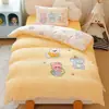 Conjunto de Colcha de Três Peças para Jardim de Infância, Veludo de Leite Espessado, Conjunto de Roupa de Cama de Seis Peças para Bebês que Entram no Jardim de Infância, Roupa de Cama com Forro de Fleece, Estilo Desenho Animado