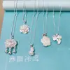 Collar Francés de Plata Estilo Antiguo para Mujer, Set de Colgantes con Cadena Caja para Clavícula, Bolsa de la Suerte, Bolsa de Dinero, Ábaco, Estilo Retro Artístico