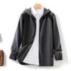 Nuevo de Invierno 100% lana pura cárdigan sudadera con capucha para hombre cremallera suéter grueso holgado talla extra suéter de punto de lana