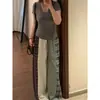 Pantalones de dormir largos rectos de retazos a cuadros de alta gama estilo americano para mujer, nuevos de verano 2026, holgados, adelgazantes, para casa