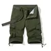 Pantalones Cortos de Trabajo para Hombre 2025 Verano Nuevo Estilo Lavados Color Sólido Multibolsillos Pantalones Casuales Algodón Puro Pantalones Deportivos de Seis Puntos para Hombre