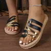 Comercio Exterior Europeo y Americano 2026 Verano Nuevo Tallas Grandes Una Tira Bloque de Color Moda Playa Planas Cómodas Versátiles Casual Boca de Pez Chanclas Mujer