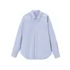 Camisa de Rayas Estilo Japonés Rumei para Mujer, Sencilla, Estilo Perezoso, para Exteriores, Verano, Holgada, Versátil, Casual, Capa Base, Camisa para Viajar