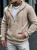 Comércio Exterior Transfronteiriço Amazon Estilo Novo Europeu e Americano Cor Sólida Estampada Casual Jaqueta Moletom com Capuz e Zíper Roupas Masculinas