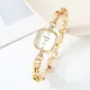 Pronta Entrega Relógio Feminino de Design de Nicho High-End, Quadrado com Cristais Incrustados de Luxo Leve, Pulseira de Relógio Casual de Moda Feminino