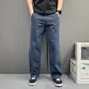 Pantalones Casuales Rectos Negros Estilo Old Money para Hombre Caída Algodón Puro Pierna Ancha Textura Discreta Versátiles para Viajar Pantalones Largos