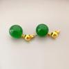 Pendientes de botón pequeños y exquisitos de calcedonia color verde esmeralda, estilo nuevo japonés y coreano, con pasador de plata 925 de alta calidad para mujer, venta al por mayor