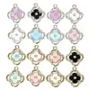 Aleación Inlay de Goteo de Aceite Trébol de la Suerte Trébol de Cuatro Hojas Colgante DIY Collar Pulsera Pendiente Accesorio de Decoración W765