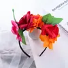 Nova tiara de cabelo com flores de rosa e folhas, acessórios para fotos, atacado de fábrica, laço