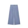 Fabricante transfronterizo de ropa para mujer al por mayor 2026 Moda europea y americana casual de lino a rayas ajustado conjunto de chaleco + pantalones