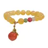 Nuevo Estilo Chino Dulce Fresco Pulsera de Cristal de Imitación Diseño de Nicho Femenino Pulsera con Colgante de Melocotón de Cobre Joyería