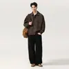 Ropa de Hombre Fengshe / Nueva Colección Primavera Mezcla de Lyocell y Lino Chaqueta Casual Holgada de Trabajo Cuello Solapa