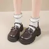 Sapatos Mary Jane Estilo Britânico com Laço e Solado Grosso para Mulheres 2025 Inverno Novo Doce Japonês Cool Uniforme Jk Sapatos Pequenos de Couro