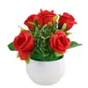 Flor Rosa Simulada Pequena Planta em Vaso Decoração de Mesa Flor Simulada Pequenos Enfeites Arranjo de Casamento Flores Simuladas Plantas Flor Artificial