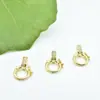 Fivela Universal de Zircônia Banhada a Ouro 14K Fivela de Conexão para Colar de Mão Redondo Acessórios de Fivela para Pingente de Corda Feito à Mão DIY