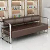 Sofá para Barbería Silla de Espera Especial para Salón de Belleza Luz de Lujo Área de Descanso para Salón de Belleza Silla Sofá Larga de Acero Inoxidable Comercial
