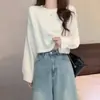 Nuevo Suéter de Punto de Color Sólido Estilo Coreano para Otoño e Invierno, Cuello Redondo, Corto, Versátil, Holgado, Elegante, Moderno para Mujer